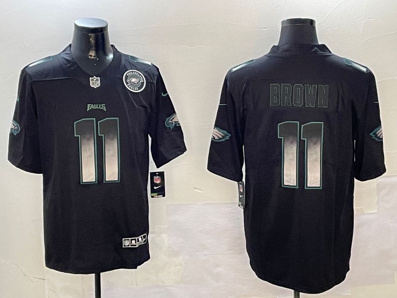 Men Philadelphia Eagles #11 Brown Black Nike Smoke Fashion 2024 Limited NFL Jersey style 2->miami dolphins->NFL Jersey